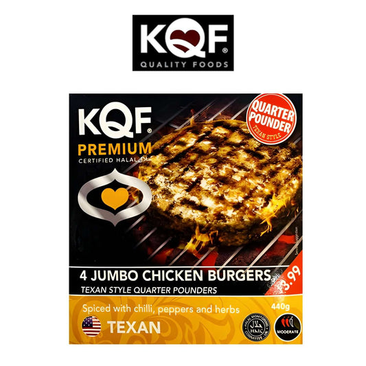 Freshco KQF 4 Jumbo Chicken Burgers with Texan Spice - Halal - KQF - Freshco